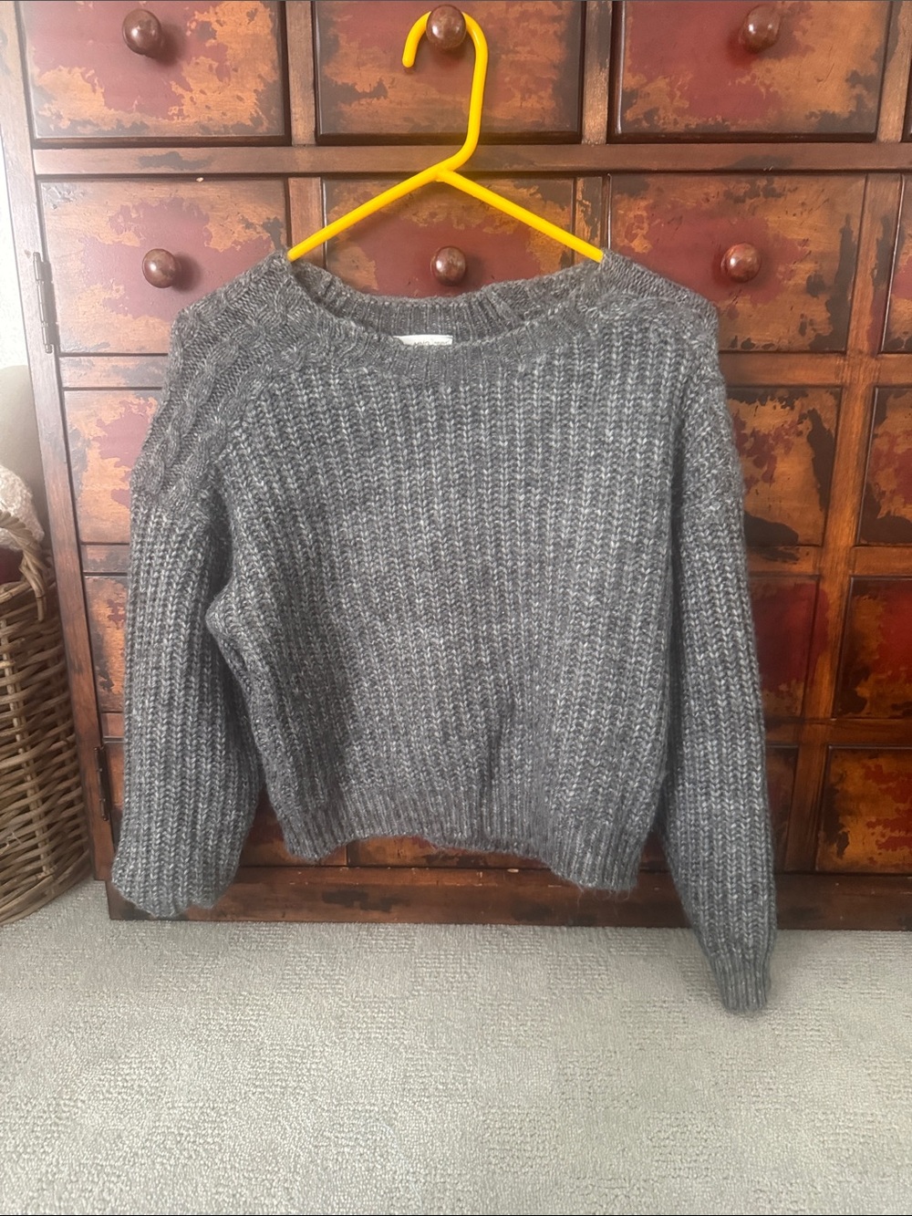 Mango Chunky Ribbed Crewneck Sweater - Charcoal Gray